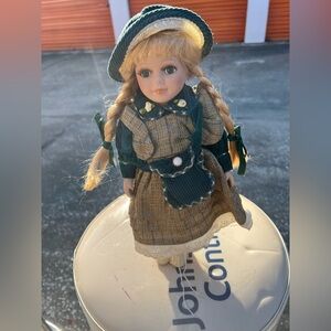 Vintage Doll in Green and Tan Outfit
